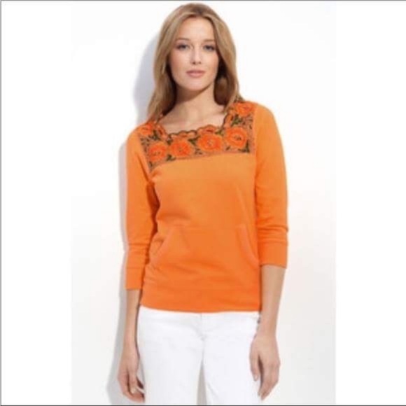 Lucky Brand Tops - Lucky brand embroidered 3/4 sleeve sweatshirt